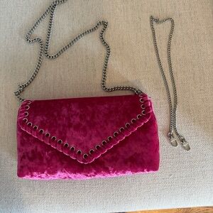 Rebecca Minkoff hot pink velvet whip clutch